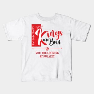 January Birthday King Kids T-Shirt